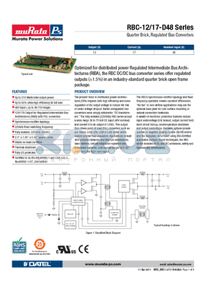 RBC-12/17-D48 datasheet - Quarter Brick, Regulated Bus Converters