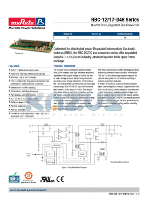 RBC-12-D48 datasheet - Quarter Brick, Regulated Bus Converters