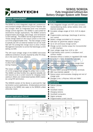 SC802A datasheet - Fully Integrated Lithium-Ion Battery Charger System with Timer