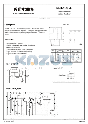 SMLM317L datasheet - 100mA Adjustable Voltage Regulator