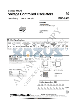 ROS-1600 datasheet - Surface Mount Voltage Controlled Oscillators