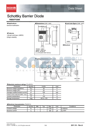 RBE07V20A datasheet - Schottky Barrier Diode