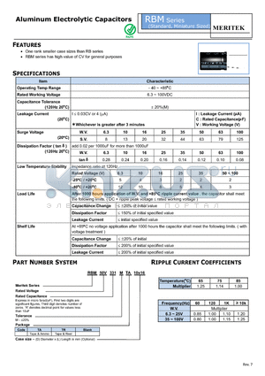 RBM datasheet - Aluminum Electrolytic Capacitors