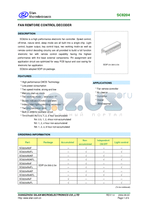 SC8204N3F datasheet - FAN REMTORE CONTROL DECODER