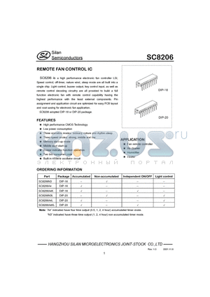 SC8206A4 datasheet - REMOTE FAN CONTROL IC