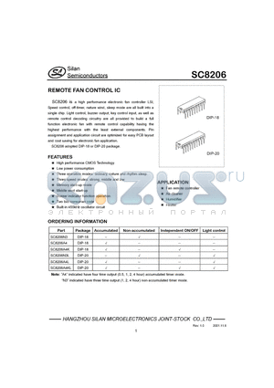 SC8206A4KL datasheet - REMOTE FAN CONTROL IC