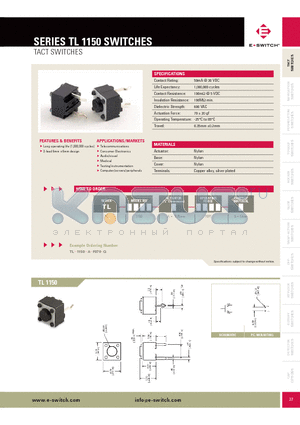 TL1150 datasheet - TACT SWITCHES