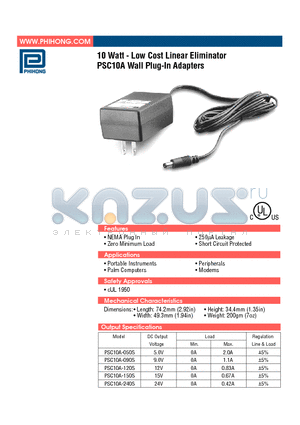 PSC10A-120S datasheet - 10 Watt - Low Cost Linear Eliminator