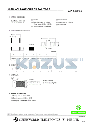 V3X123-B-10 datasheet - HIGH VOLTAGE CHIP CAPACITORS