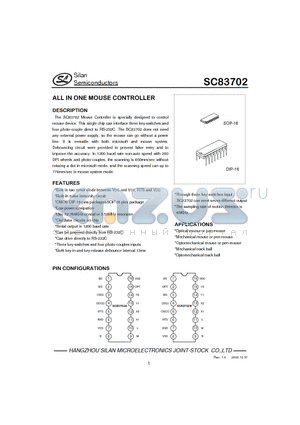 SC83702 datasheet - ALL IN ONE MOUSE CONTROLLER