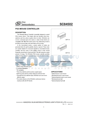 SC84502BP datasheet - PS/2 MOUSE CONTROLLER