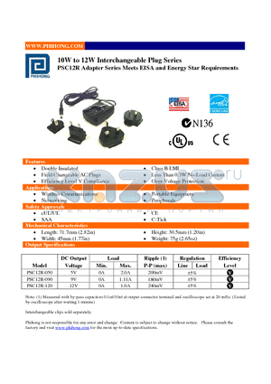 PSC12R-090 datasheet - 10W to 12W Interchangeable Plug Series