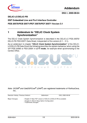 PEF20571 datasheet - DSP Embedded Line and Port Interface Controller