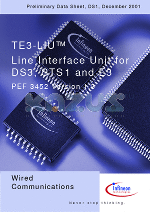 PEF3452 datasheet - Line Interface Unit for DS3, STS 1 and E3