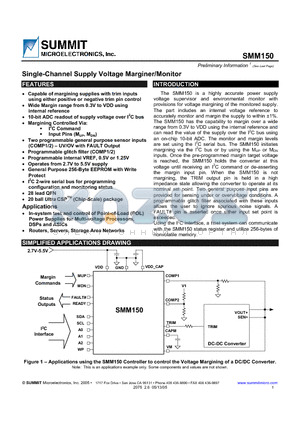 SMM150NCR02 datasheet - Single-Channel Supply Voltage Marginer/Monitor