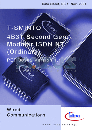 PEF80902 datasheet - 4B3T Second Gen. Modular ISDN NT(Ordinary)