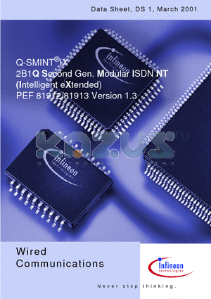 PEF81913 datasheet - Q-SMINT^IX 2B1Q Second Gen. Modular ISDN NT (Intelligent eXtended)