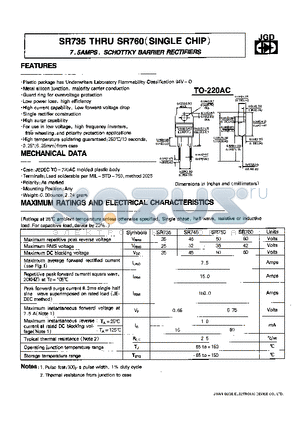 SR750 datasheet - 7.5 AMPS. SCHOTTKY BARRIER RECTIFIERS