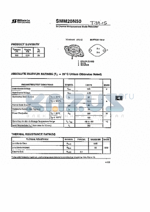 SMM20N50 datasheet - N-CHANNEL ENHANCEMENT MODE TRANSISTOR