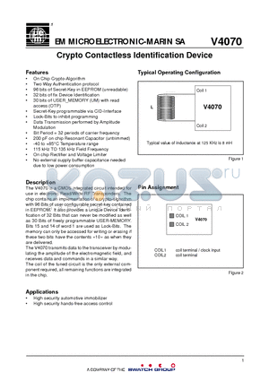 V4070IC datasheet - Crypto Contactless Identification Device