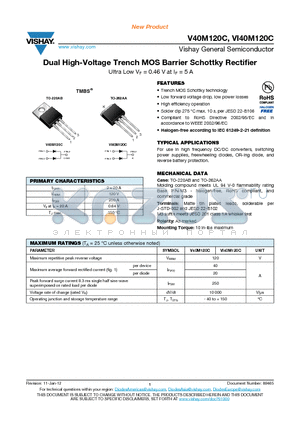 V40M120C datasheet - Dual High-Voltage Trench MOS Barrier Schottky Rectifier