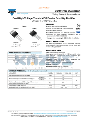 V40M120C-M3/4W datasheet - Dual High-Voltage Trench MOS Barrier Schottky Rectifier