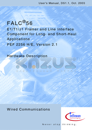 PEF2256H datasheet - E1/T1/J1 Framer and Line Interface Component for Long- and Short-Haul Applications