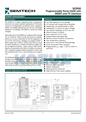 SC900EVB datasheet - Programmable Penta ULDO with RESET and I2C Interface