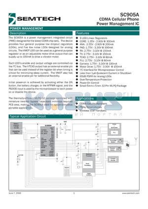 SC905A datasheet - CDMA Cellular Phone Power Management IC