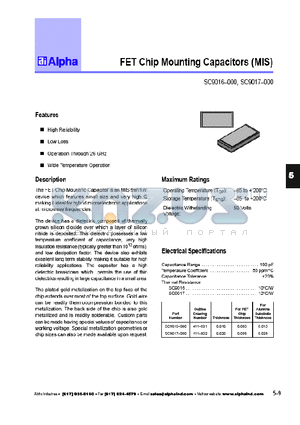 SC9016-000 datasheet - FET Chip Mounting Capacitors (MIS)