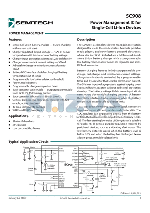 SC908MLTRT datasheet - Power Management IC for Single-Cell Li-Ion Devices