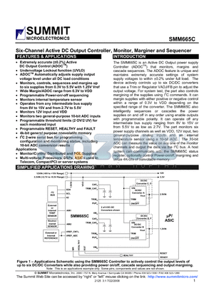 SMM665C datasheet - Six-Channel Active DC Output Controller, Monitor, Marginer and Sequencer
