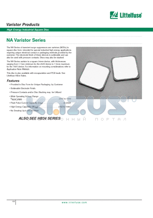 V421NA34 datasheet - Varistor Products - High Energy Industrial Square Disc