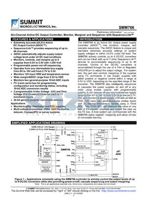 SMM766FR4 datasheet - Six-Channel Active DC Output Controller, Monitor, Marginer and Sequencer with Sequence-Link