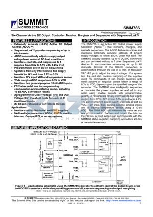 SMM766_11 datasheet - Six-Channel Active DC Output Controller, Monitor, Marginer and Sequencer with Sequence-Link