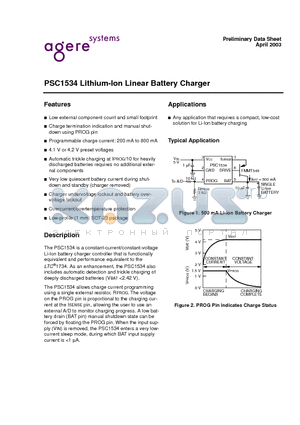 PSC1534 datasheet - Lithium-Ion Linear Battery Charger
