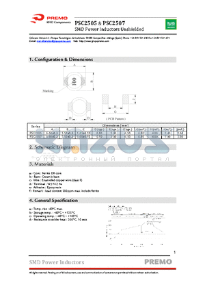 PSC2505-221K datasheet - SMD Power Inductors Unshielded