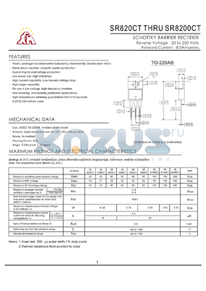 SR820 datasheet - SCHOTTKY BARRIER RECTIFLER