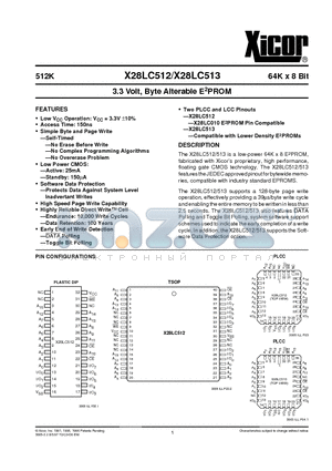 X28LC512 datasheet - 3.3 Volt, Byte Alterable E2PROM