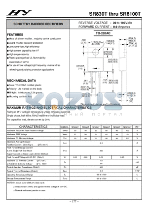 SR830T datasheet - SCHOTTKY BARRIER RECTIFIERS