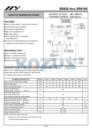 SR840 datasheet - SCHOTTKY BARRIER RECTIFIERS