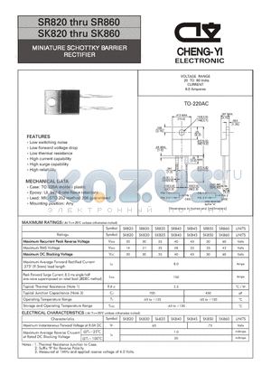 SR840 datasheet - MINIATURE SCHOTTKY BARRIER RECTIFIER