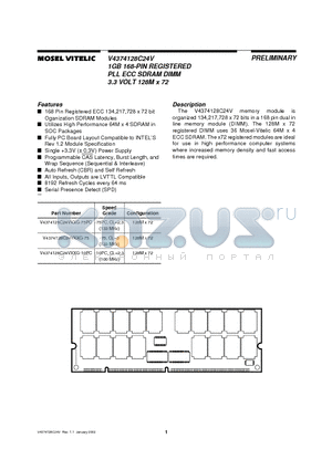 V4374128C24V datasheet - 1GB 168-PIN REGISTERED PLL ECC SDRAM DIMM 3.3 VOLT 128M x 72