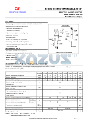 SR850 datasheet - SCHOTTKY BARRIER RECTIFIER