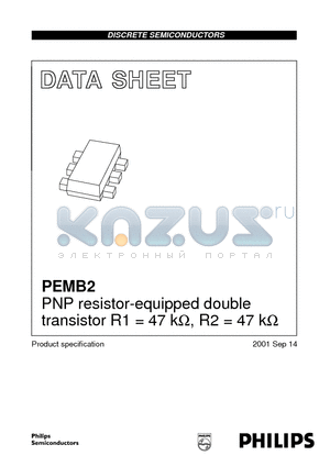 PEMB2 datasheet - PNP resistor-equipped double transistor R1 = 47 kohm, R2 = 47 kohm