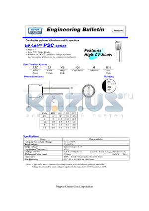 PSC6.3VB470MH08 datasheet - Conductive polymer Aluminum solid capacitors