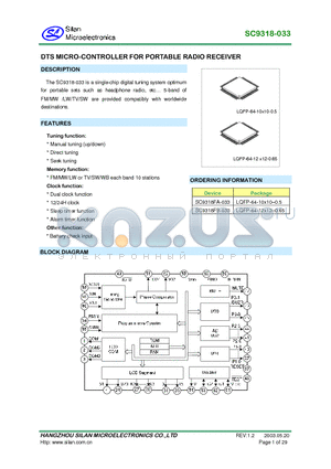 SC9318FB datasheet - DIGITAL TUNING SYSTEM