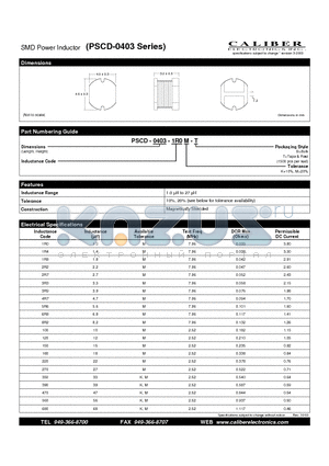 PSCD-0403-100M-T datasheet - SMD Power Inductor