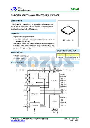 SC9641 datasheet - CD DIGITAL SERVO SIGNAL PROCESSOR(SLAVE MODE)