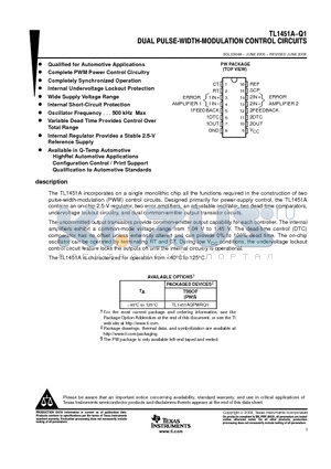 TL1451A-Q1 datasheet - DUAL PULSE-WIDTH-MODULATION CONTROL CIRCUITS